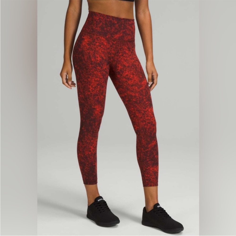 Lululemon High-Rise Red Marble Print Leggings size 16